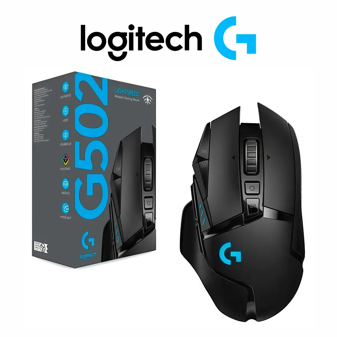 Mouse Gamer Inalambrico Logitech G502 Lightspeed Sensor Hero 25K con Pesas Ajustables (Negro)