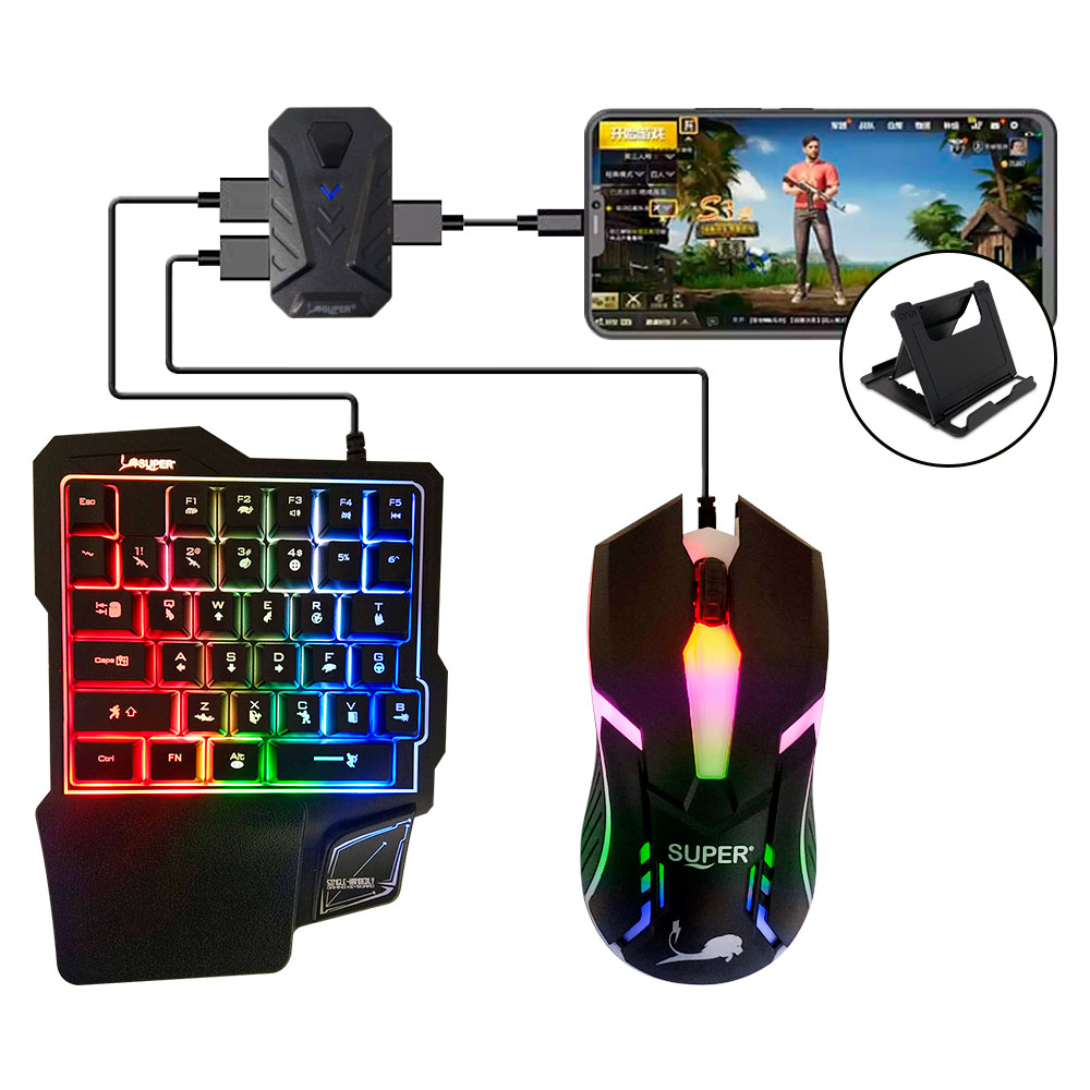 KIT GAMER PARA CELULAR: TECLADO + MOUSE + ADAPTADOR - TIENDA GAMING PERÚ