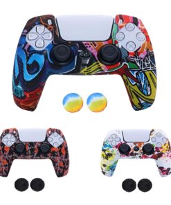 FUNDA DE SILICONA CON DISEÑOS PARA MANDO PS5 MAS 2 GRIPS