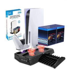BASE CON VENTILADOR CARGADOR DE MANDOS Y PORTA CD PARA CONSOLA PS5 FAT