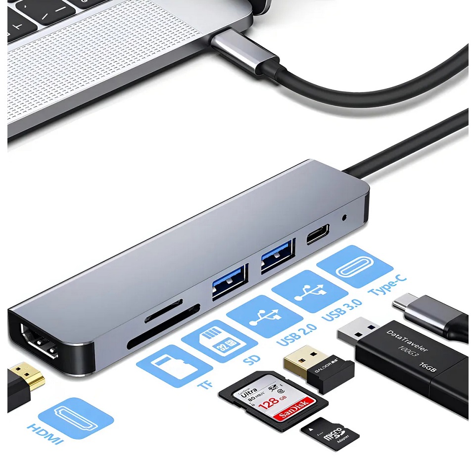 HUB MULTIPLES SALIDAS HDMI/SD/TF/USB3.0/TIPO-C/PD SEISA - Imagen 3