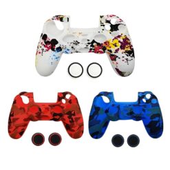 FUNDA DE SILICONA CON DISEÑOS PARA MANDO PS4 MAS 2 GRIPS