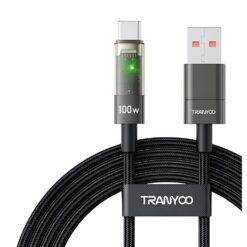 CABLE DE CARGA TIPO C 100W DE 1.2M (CHIP INTELIGENTE DE AUTO-APAGADO) TRANYOO