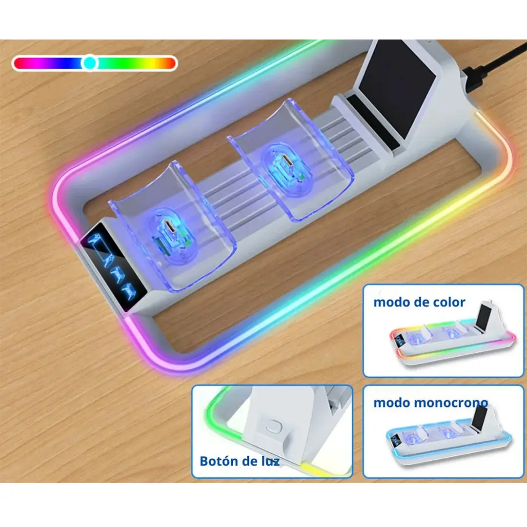 Cargador Dual RGB Para Mandos PS5 y PlayStation Portal - Imagen 5