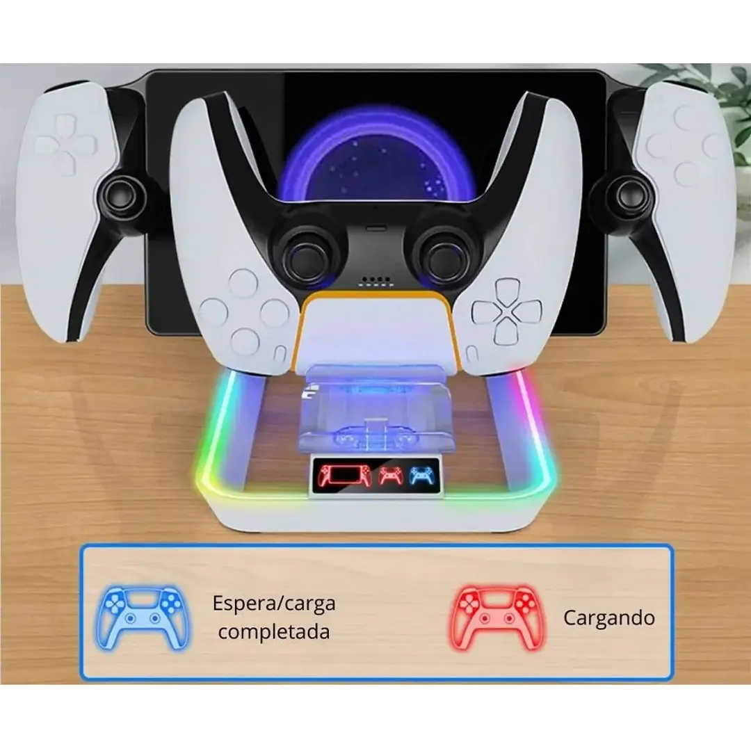 Cargador Dual RGB Para Mandos PS5 y PlayStation Portal - Imagen 4