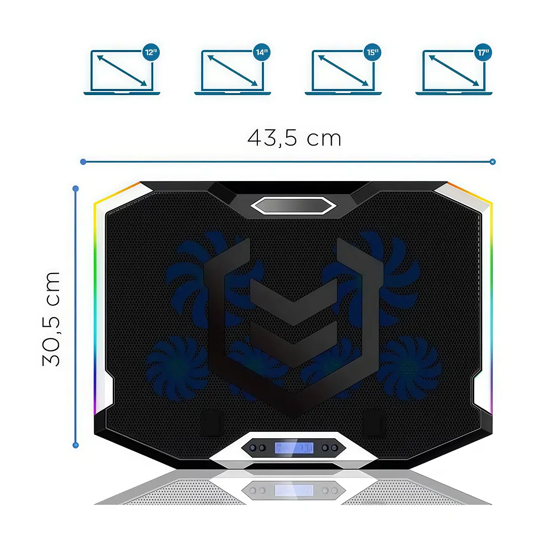 Cooler Para Laptop 17" con 6 Ventiladores y Soporte de Celular - Imagen 4