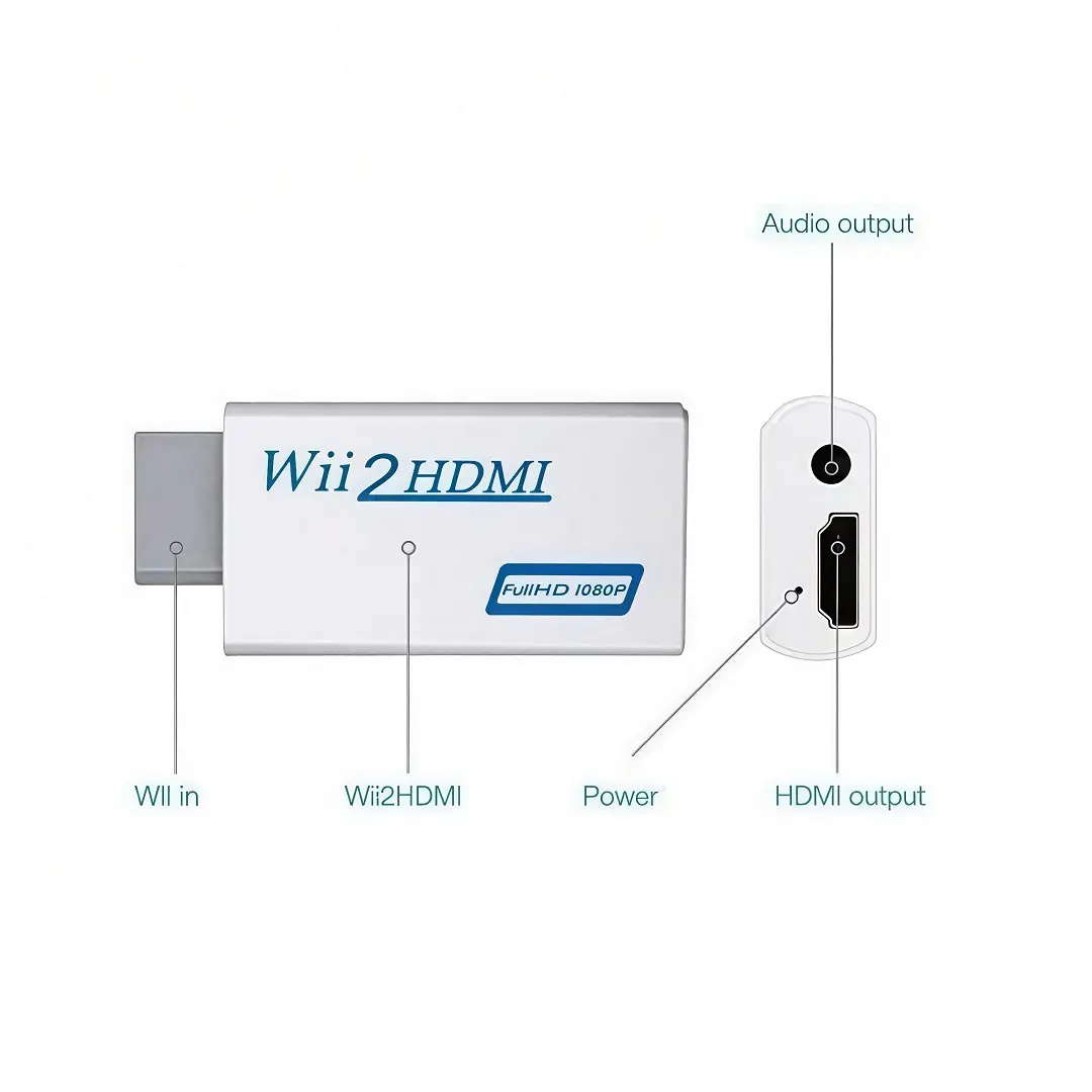 Adaptador Convertidor Hmdi Para Wii con Entrada de Audio - Imagen 2