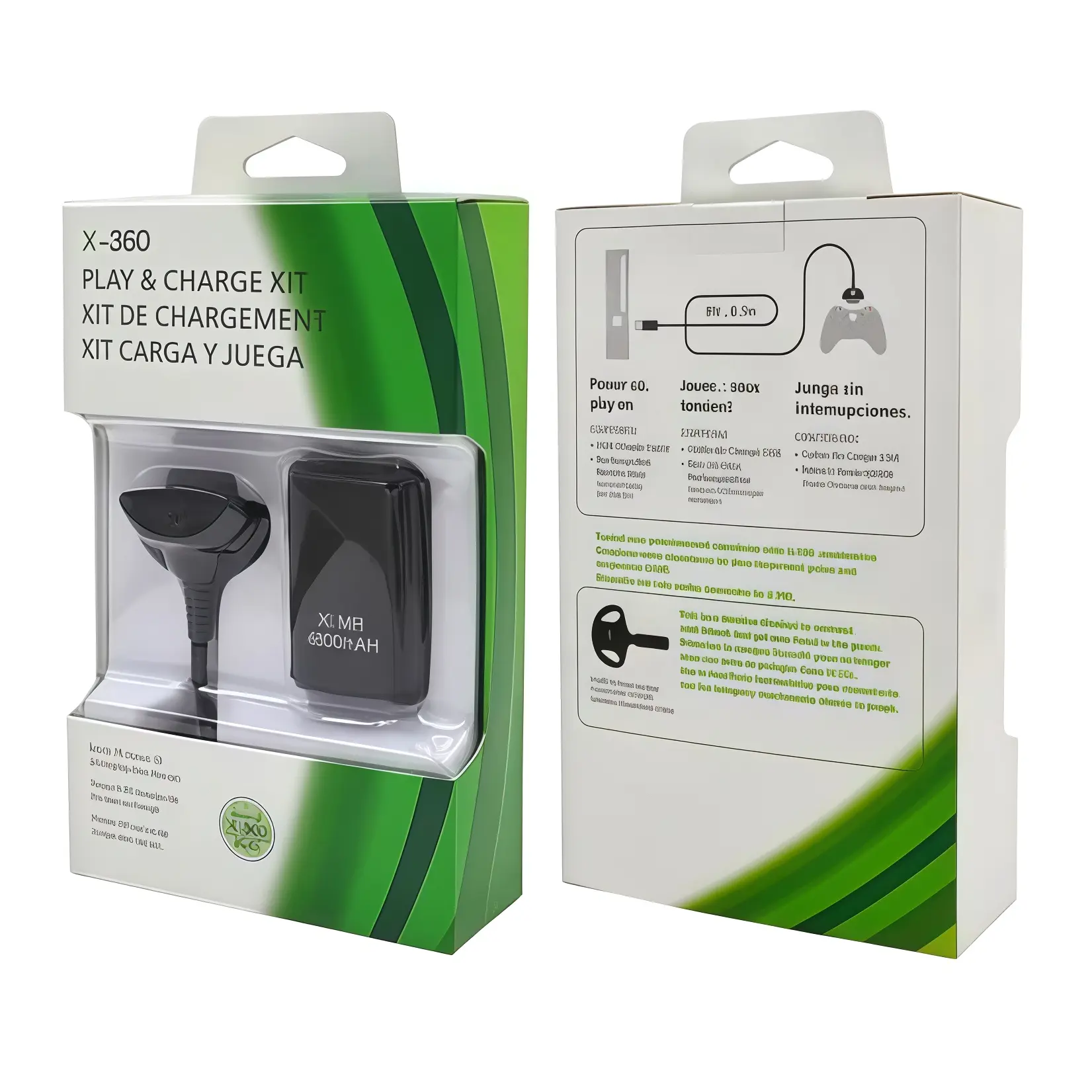 Bateria Recargable con Cable de Carga USB para Mando Xbox 360 (Play & Charge) - Imagen 2
