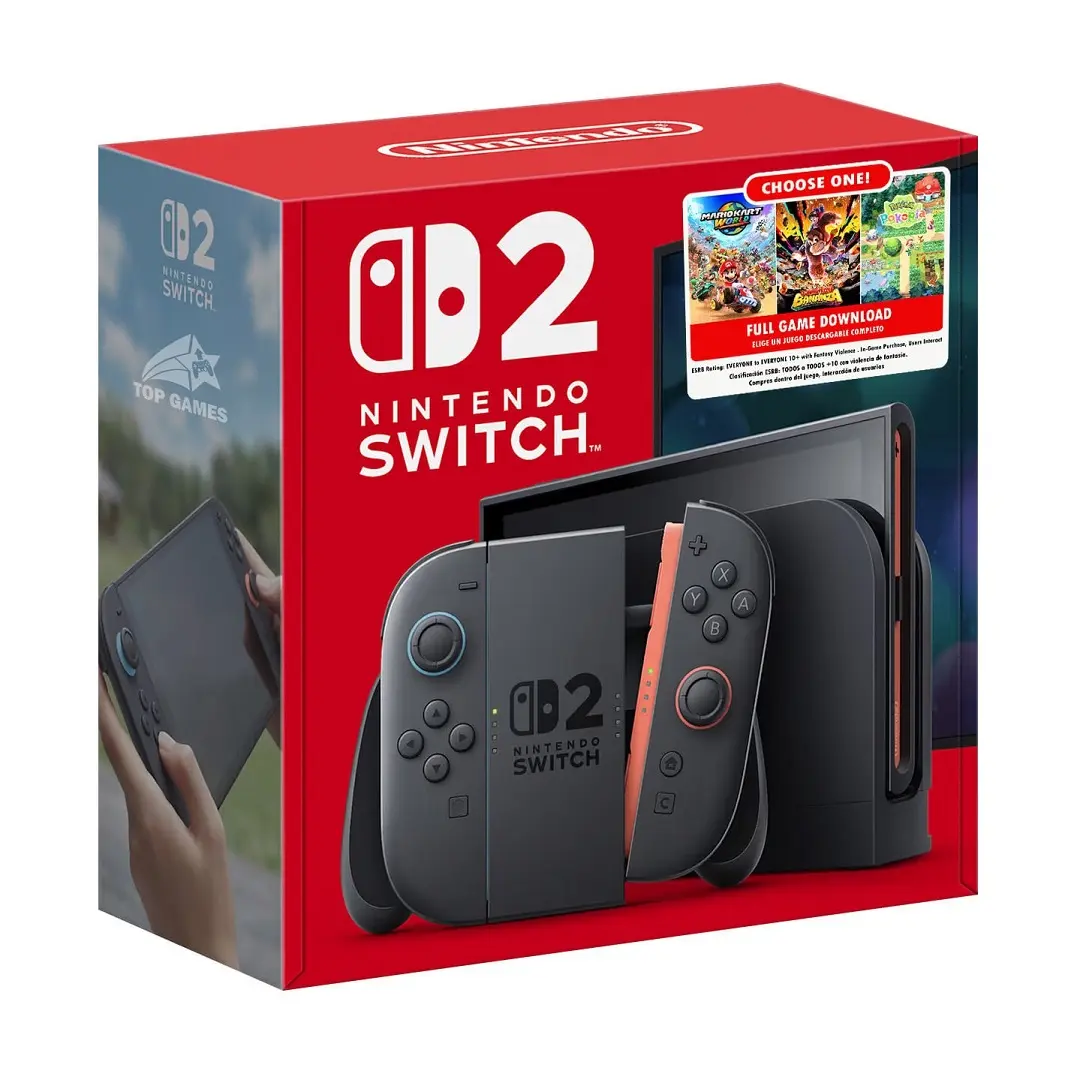 Consola Nintendo Switch 2 Neon + Bundle Juego Digital a Elegir (Mario Kart World / Donkey Kong / Pokémon)