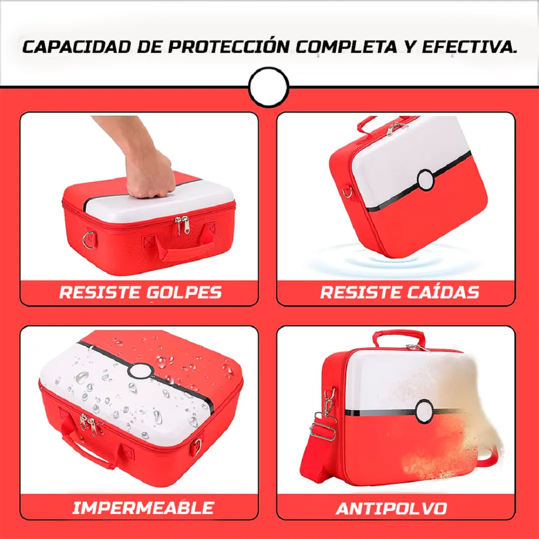 Estuche Maletin Pokemon Rojo y Blanco para Nintendo Switch de Viaje - Imagen 4