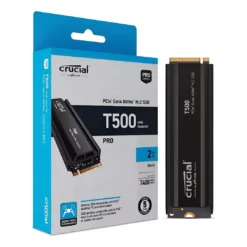Disco Solido SSD M.2 NVMe Crucial T500 Pro 2TB PCIe Gen4 con Disipador (Compatible con PS5 / PC)