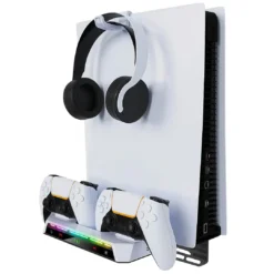 Alternative view of Soporte de Pared para PS5 Fat / Slim / Pro con Base de Carga Dual y Luz RGB