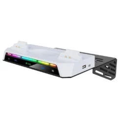 Soporte de Pared para PS5 Fat / Slim / Pro con Base de Carga Dual y Luz RGB