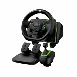 Timon Gamer con Pedales y Palanca Genius GX SpeedMaster X2 Rotacion 1080° Doble Motor (Negro)