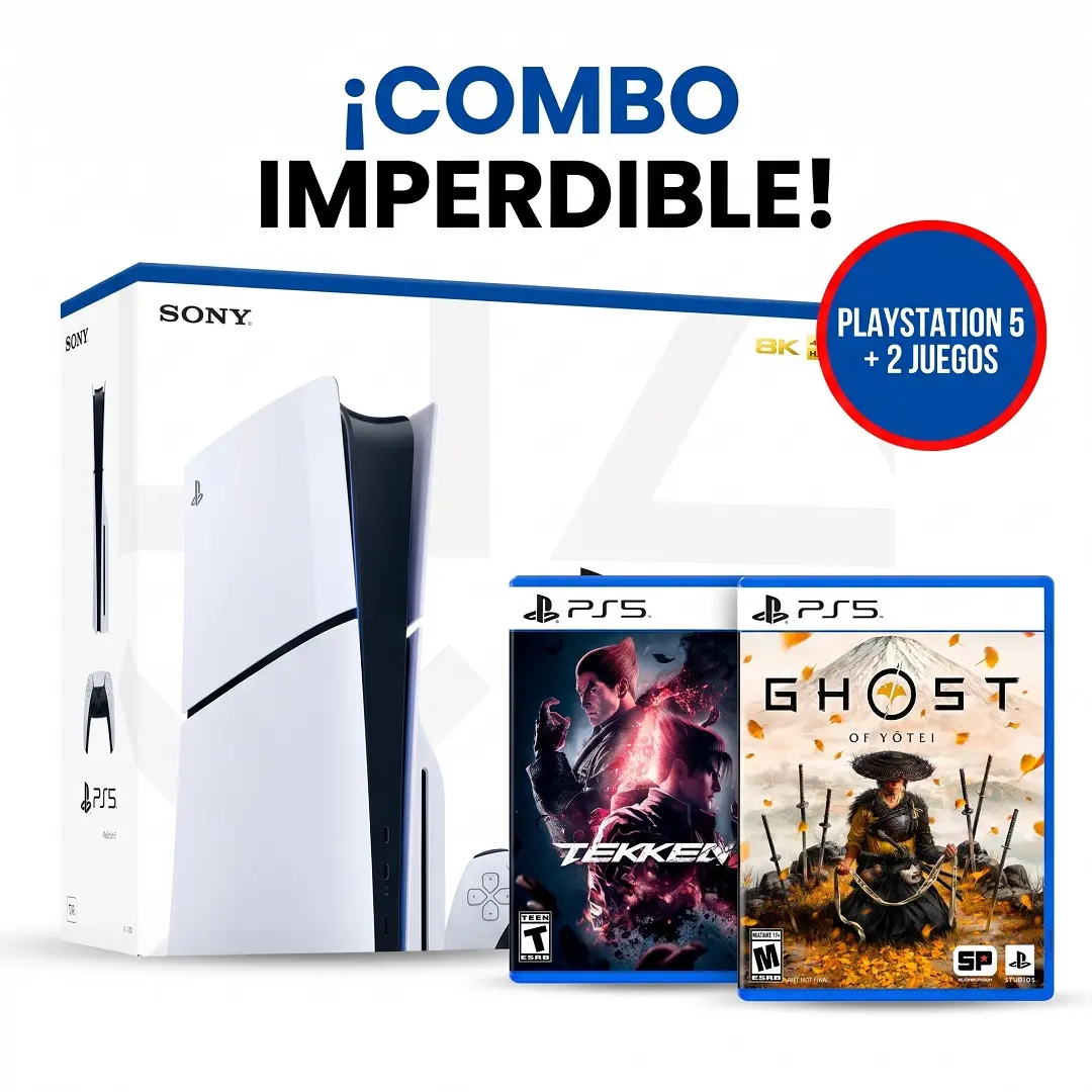 Consola PlayStation 5 Slim 1TB con Lectora + Tekken 8 y Ghost Of Yotei